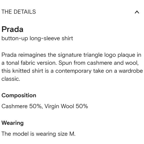 Prada Cashmere/Virgin wool button front shirt, size small, camel colour - Picture 8 of 9